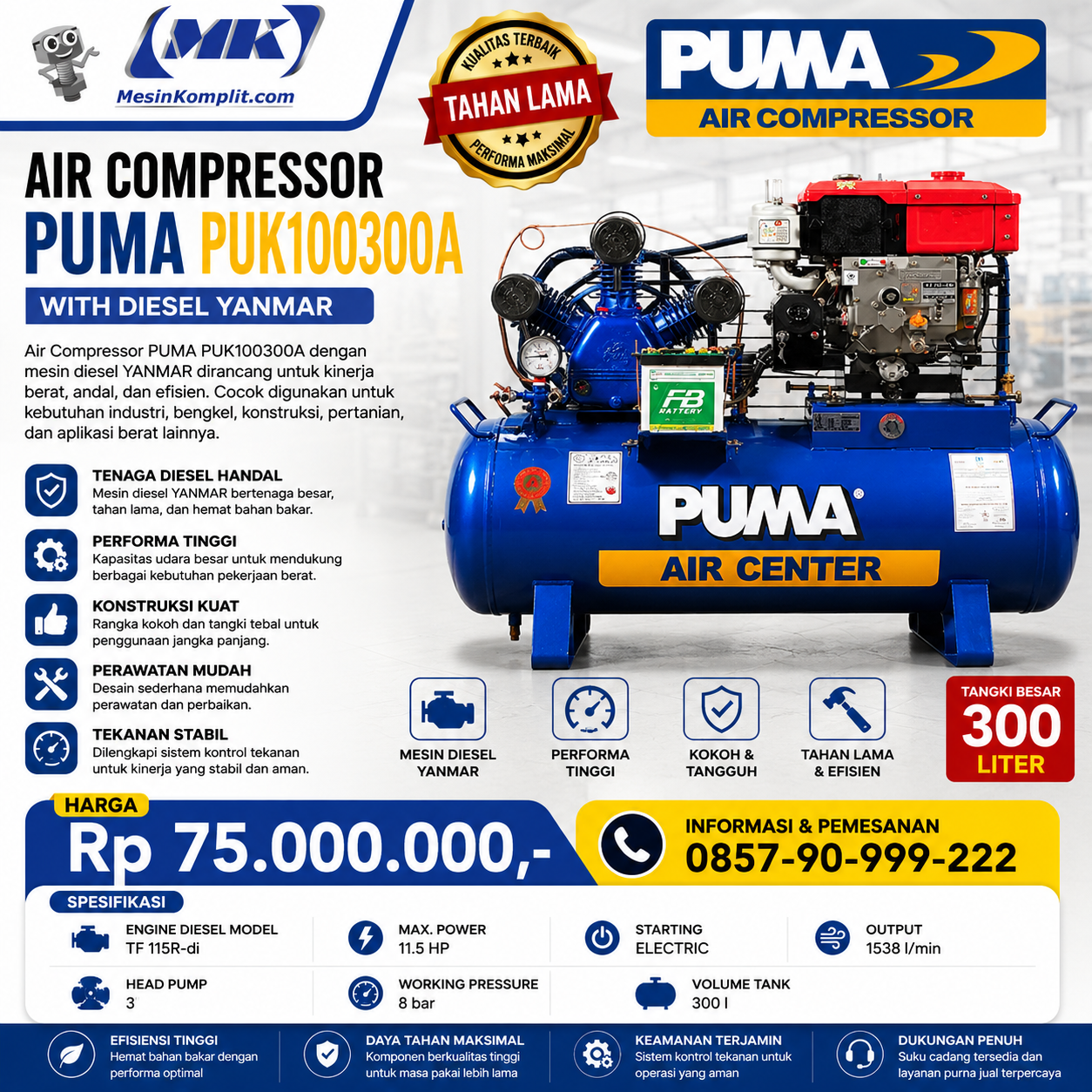 Kompresor Puma Yanmar 10H...